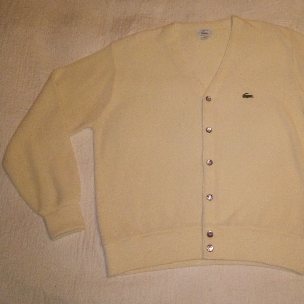 Vintage 1980s Izod/Lacoste Yellow Cardigan/Sweater